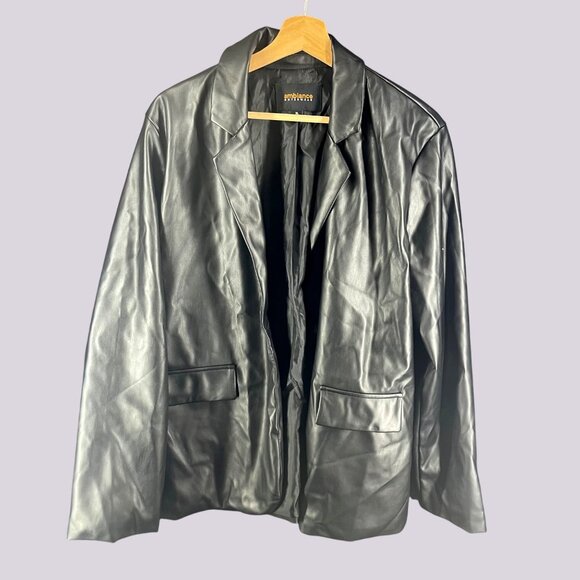 Ambiance Jackets & Blazers - Ambiance Outerwear Black Faux Leather Jacket XL Made In China